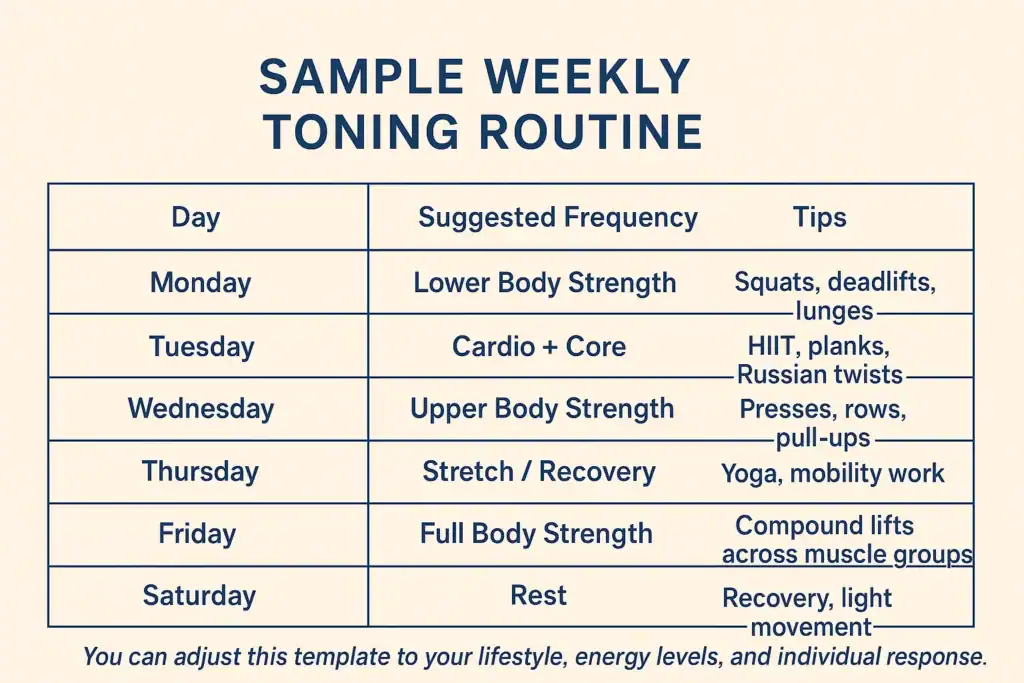 Achieving the Perfect Tone: How Often Should You Exercise for Results? 4 Weekly exercise Stourbridge plan graphic