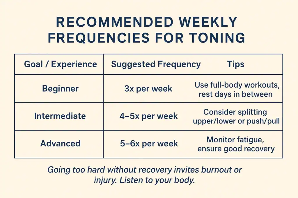 Achieving the Perfect Tone: How Often Should You Exercise for Results? 2 Graphic to show how often you should do exercise to help with toning Stourbridge