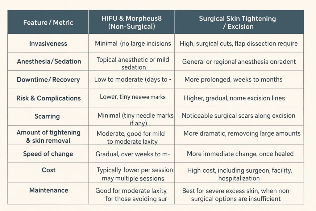 The Science of Skin Tightening 2 Table of skin tightening Stourbridge benefits compared to surgical options